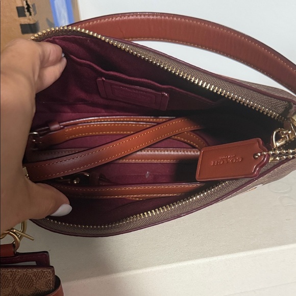 Coach Tan and Red Bag with Fun Patches - Picture 3 of 4